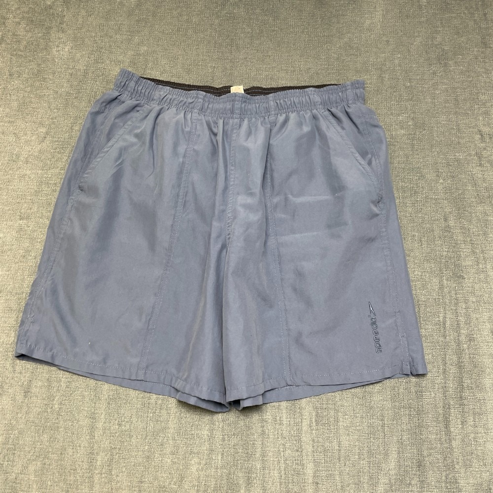 Speedo Swimming Shorts Mens 31 Gray Elastic Waist Slash Pockets Outdoor Beach